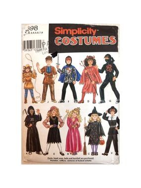 Simplicity 9698 Costume Sewing Pattern For Kids Size 3-8 Halloween & Theme Costu
